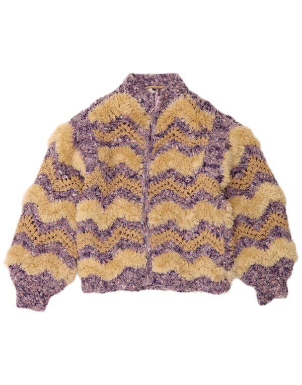 C&A Suéter tipo cárdigan con cremallera completa para mujer UK 14 Medium Multicolor Chevron