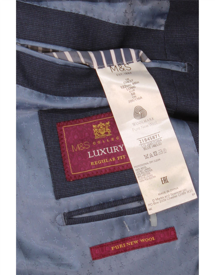 Marks & Spencer Chaqueta tipo blazer de corte regular con 2 botones para hombre UK 48 2XL Azul marino