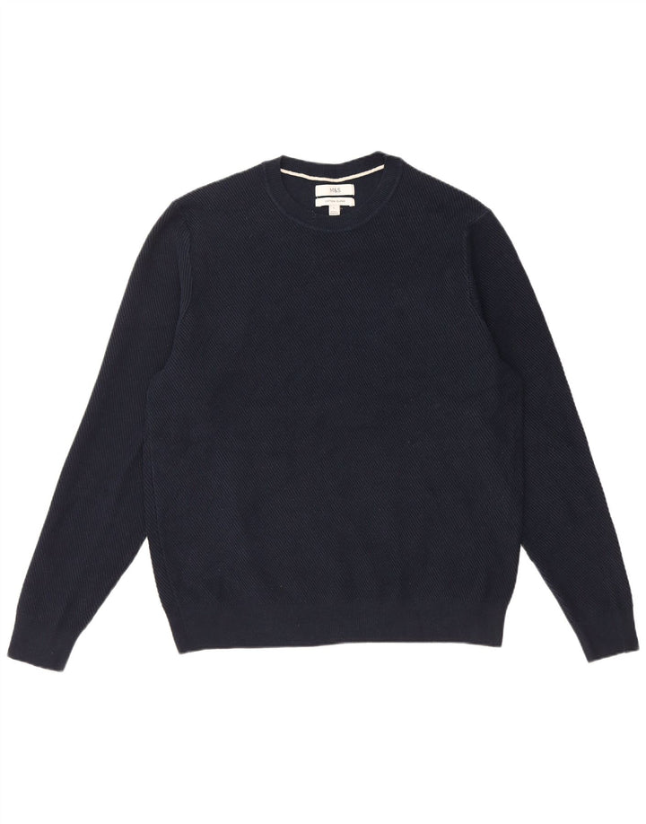 Marks & Spencer - Jersey de cuello redondo para hombre, talla grande, poliéster, color azul marino