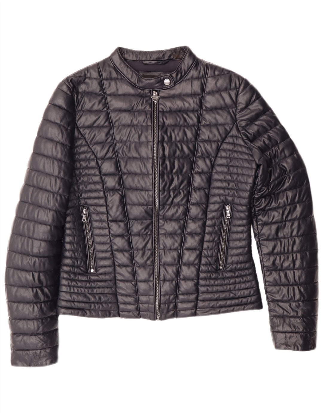 GUESS Chaqueta acolchada para mujer UK 14 Medium Azul marino Poliuretano