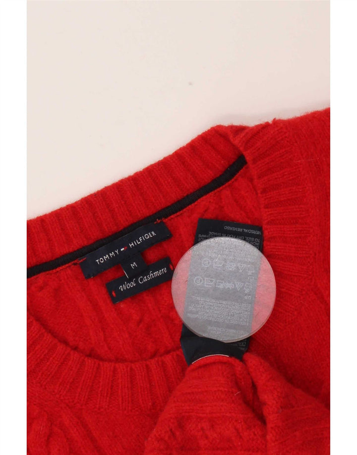 Tommy Hilfiger Suéter de cuello redondo para mujer UK 12 Lana roja mediana