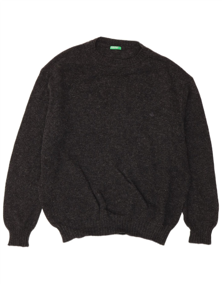 Benetton Jersey De Cuello Redondo Hombre XL Gris Moteado