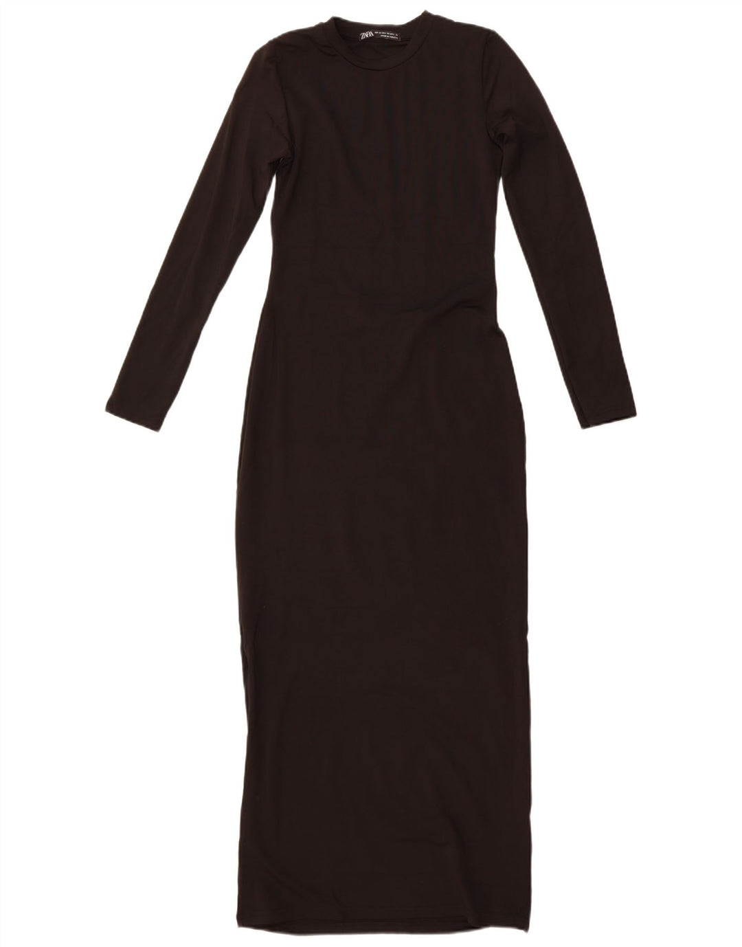 ZARA Mujer Maxi Vestido De Manga Larga UK 42 Mediano Negro