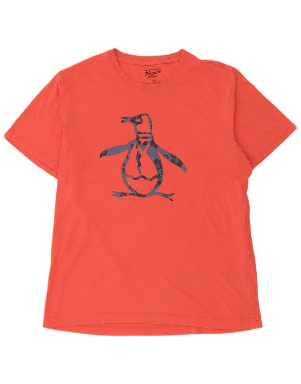 Penguin - Camiseta gráfica para hombre, talla grande, algodón naranja