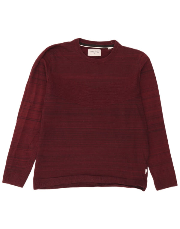 Jack & Jones Hombre Jersey De Cuello Redondo Jersey XL Borgoña Rayas Pintadas De Algodón