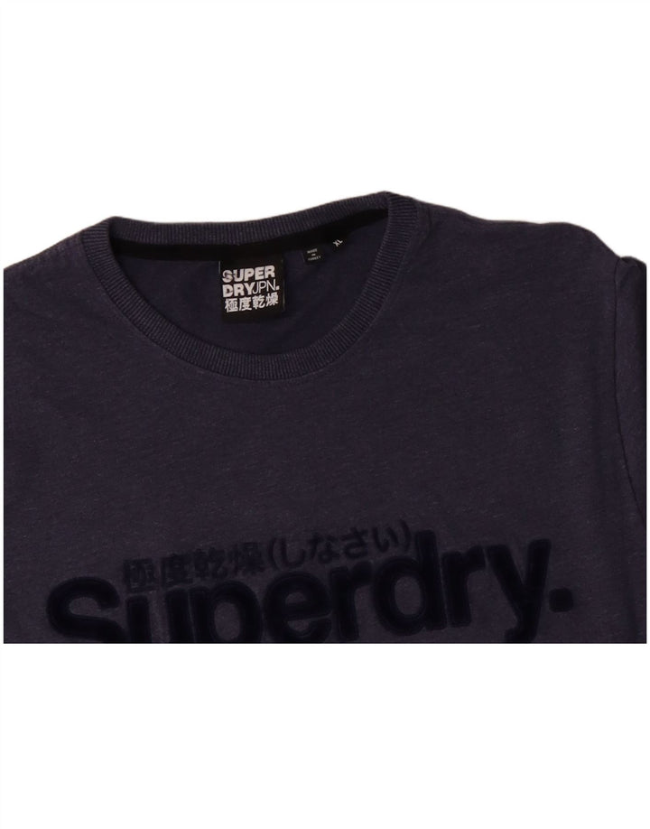 SUPERDRY Hombre Camiseta Gráfica Top XL Algodón Azul