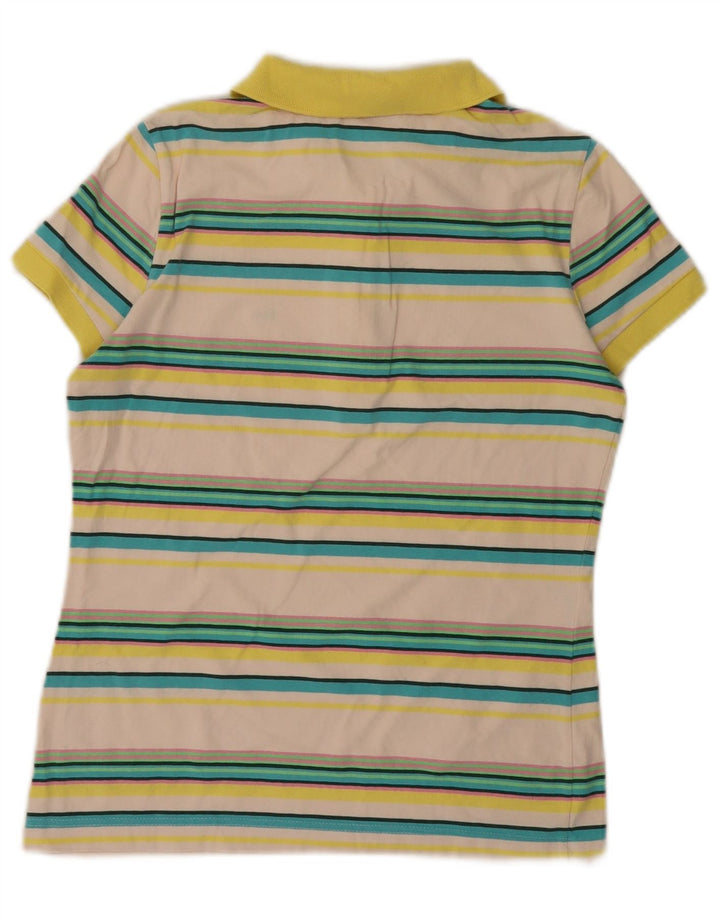 Polo LACOSTE para mujer talla 40 mediano algodón a rayas blanquecino