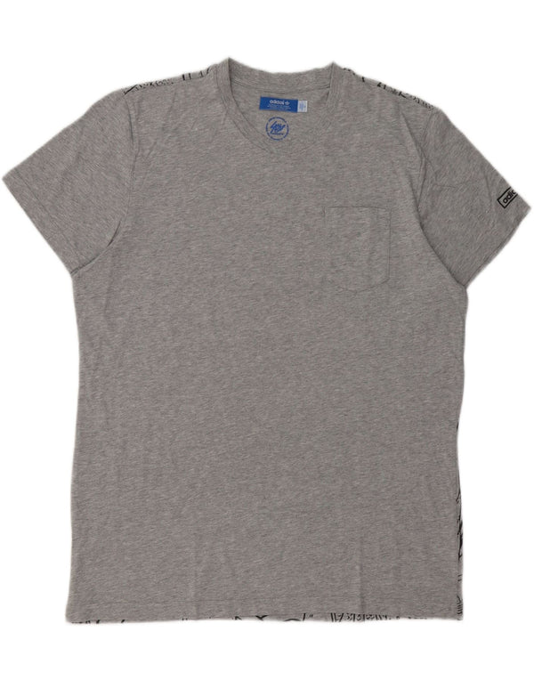 Adidas Camiseta gráfica para hombre Top XL Algodón moteado gris