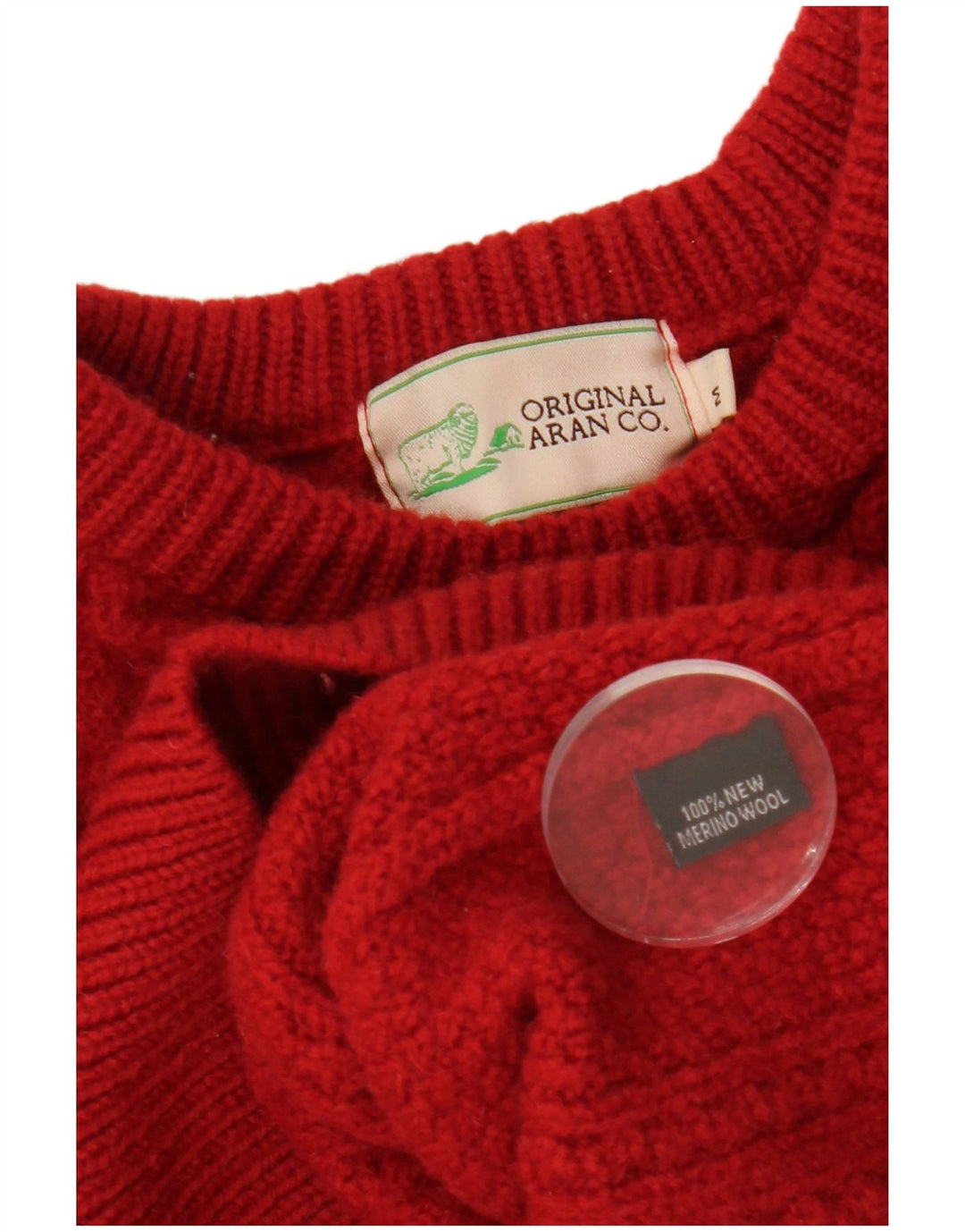 ORIGINAL ARAN CO. Suéter tipo jersey con cuello barco para mujer Reino Unido 12 Lana roja mediana