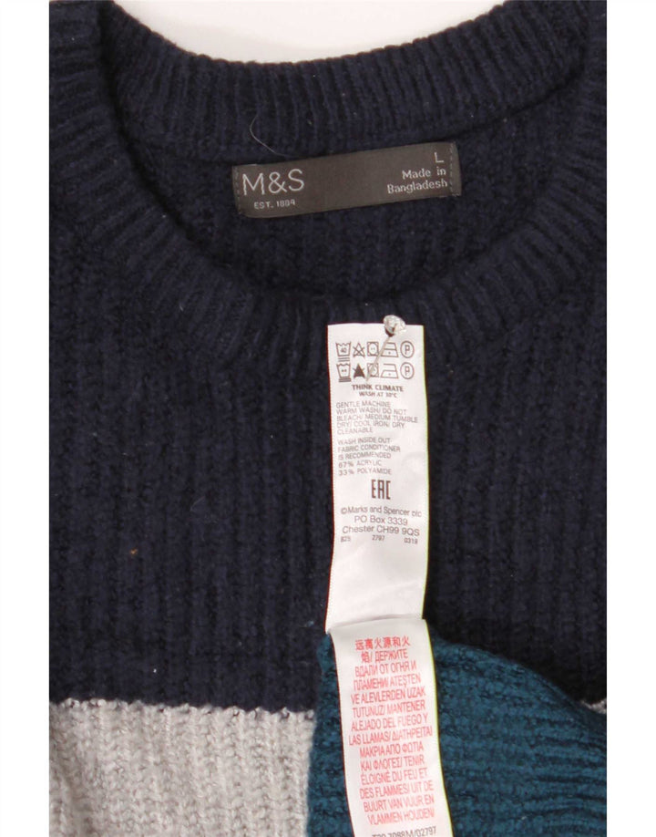 Marks & Spencer - Jersey de cuello redondo para hombre, talla grande, multicolor
