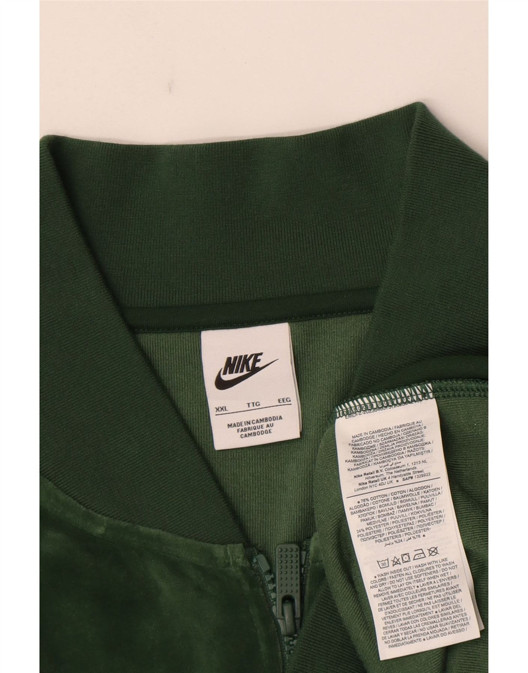 Nike - Chándal de terciopelo para hombre, talla 2XL, algodón verde
