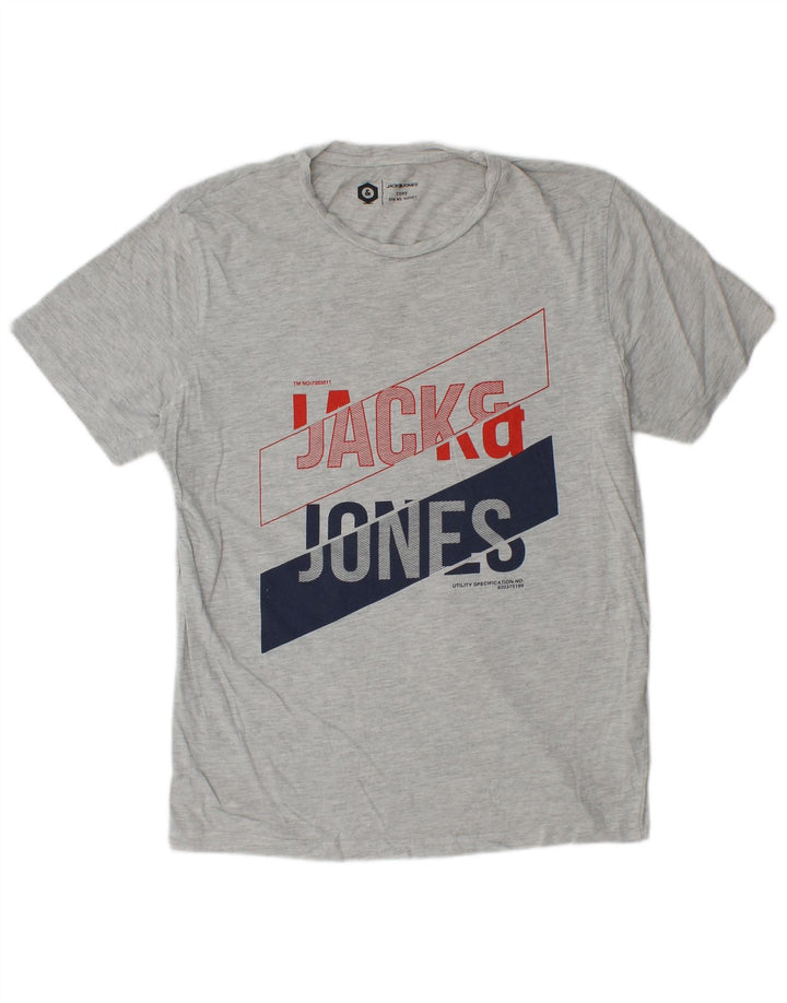 Jack & Jones Hombre Camiseta Gráfica Top Algodón Gris Medio