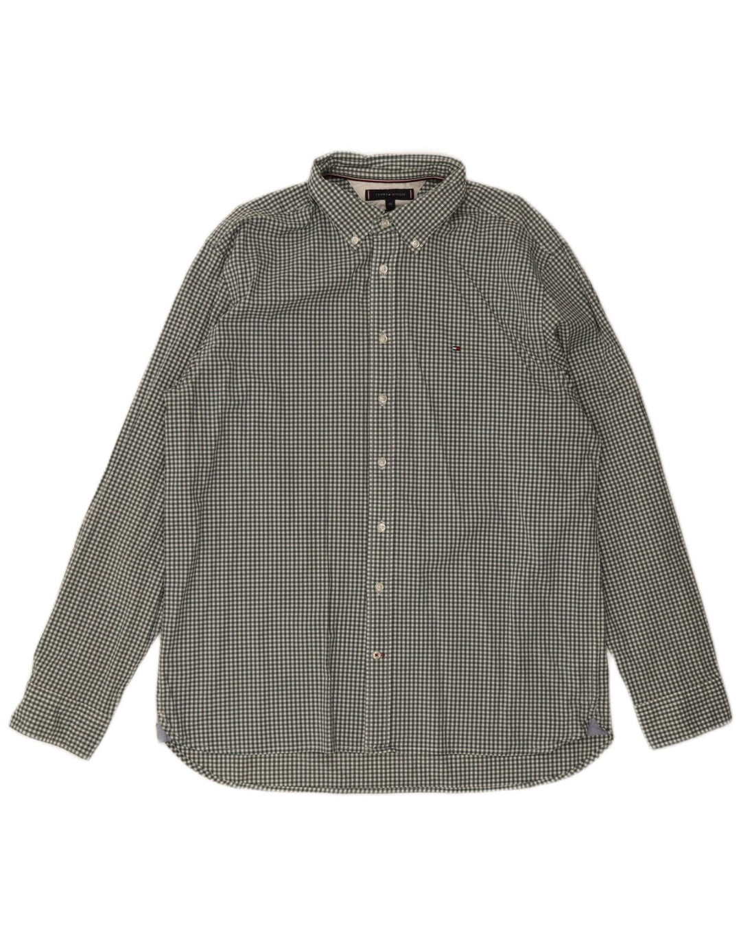 Tommy Hilfiger Camisa de corte regular para hombre 2XL Algodón a cuadros verde
