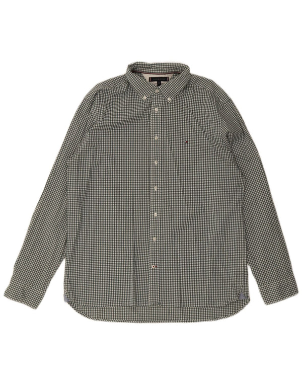 Tommy Hilfiger Camisa de corte regular para hombre 2XL Algodón a cuadros verde