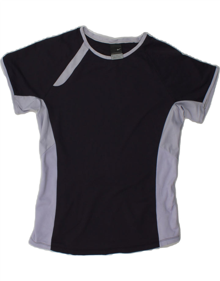 NIKE Womens T-Shirt Top UK 12 Medium Black Colourblock Polyester Vintage Nike and Second-Hand Nike from Messina Hembry 