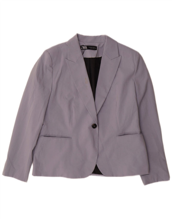 Zara Mujer Chaqueta Blazer De 1 Botón EU 46 2XL Poliéster Morado
