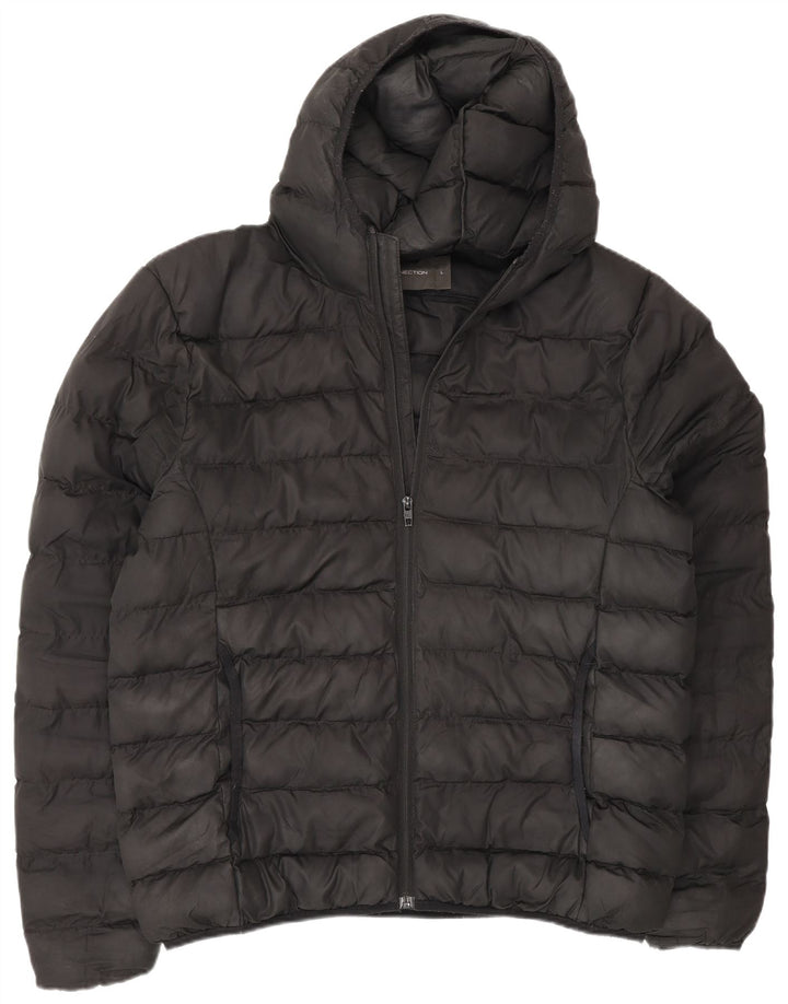 French Connection Chaqueta acolchada con capucha para hombre UK 40 Large Negro