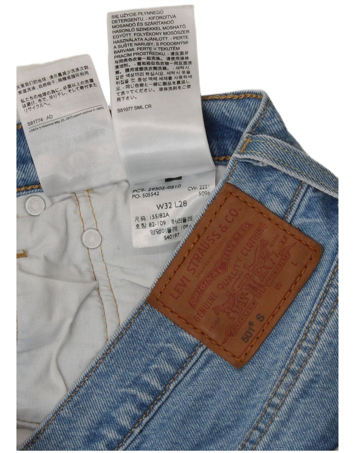 Levi's Mujer 501 Vaqueros Rectos Desgastados W32 L28 Algodón Azul