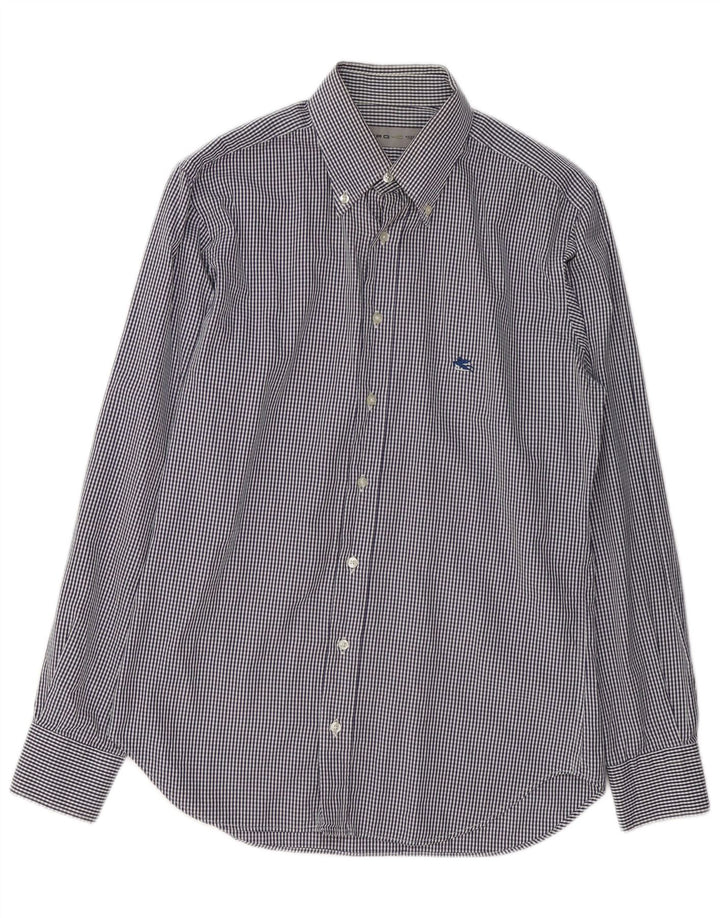 Camisa ETRO Hombre Medium Azul Marino Vichy Algodón