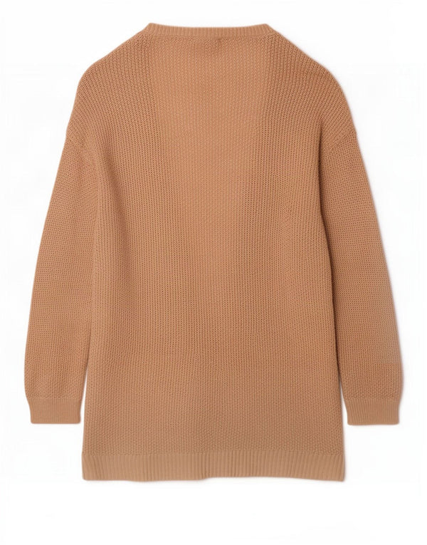Gap Cárdigan Largo de Manga 3/4 para Mujer UK 10 Small Beige Moteado