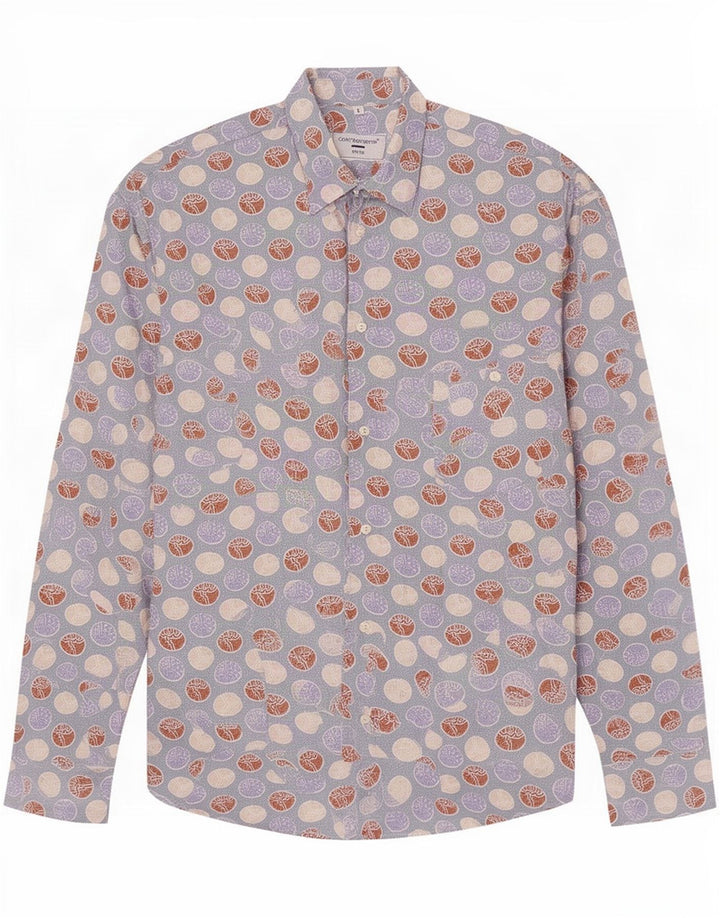 Controvento Camisa Con Estampado Abstracto Para Hombre Algodón Azul Grande