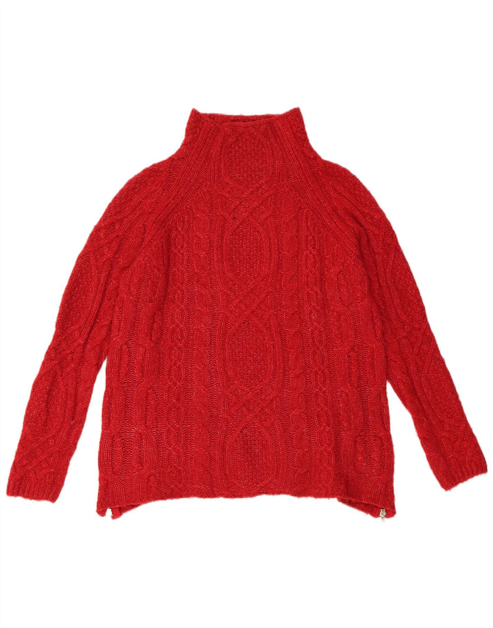 Zara Mujer Cuello Alto Jersey Jersey Reino Unido 10 Pequeño Acrílico Rojo