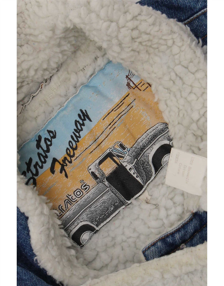 Stratos Chaqueta vaquera Sherpa para hombre Reino Unido 38 Azul medio Algodón Retro