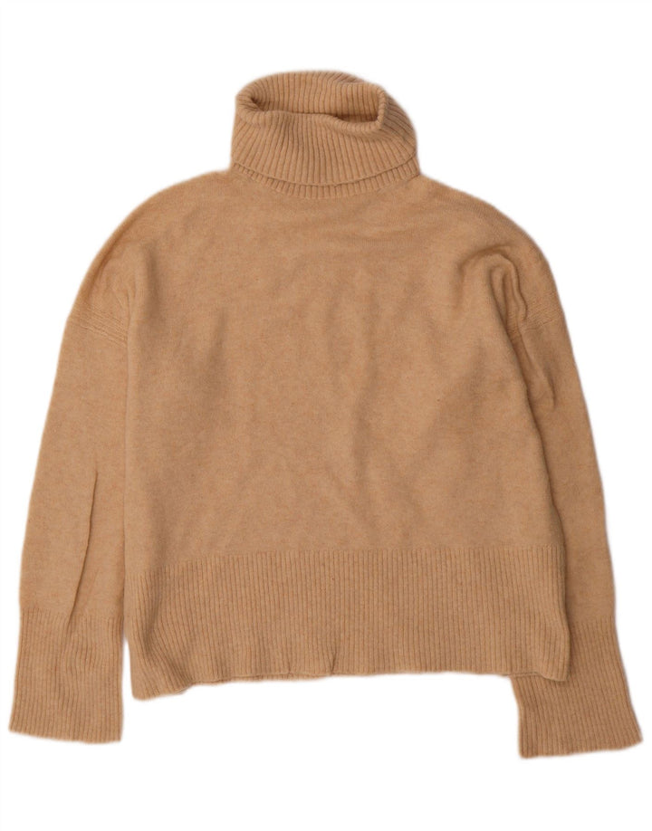 J. CREW Suéter tipo jersey de gran tamaño con cuello vuelto para mujer UK 10 Small Beige