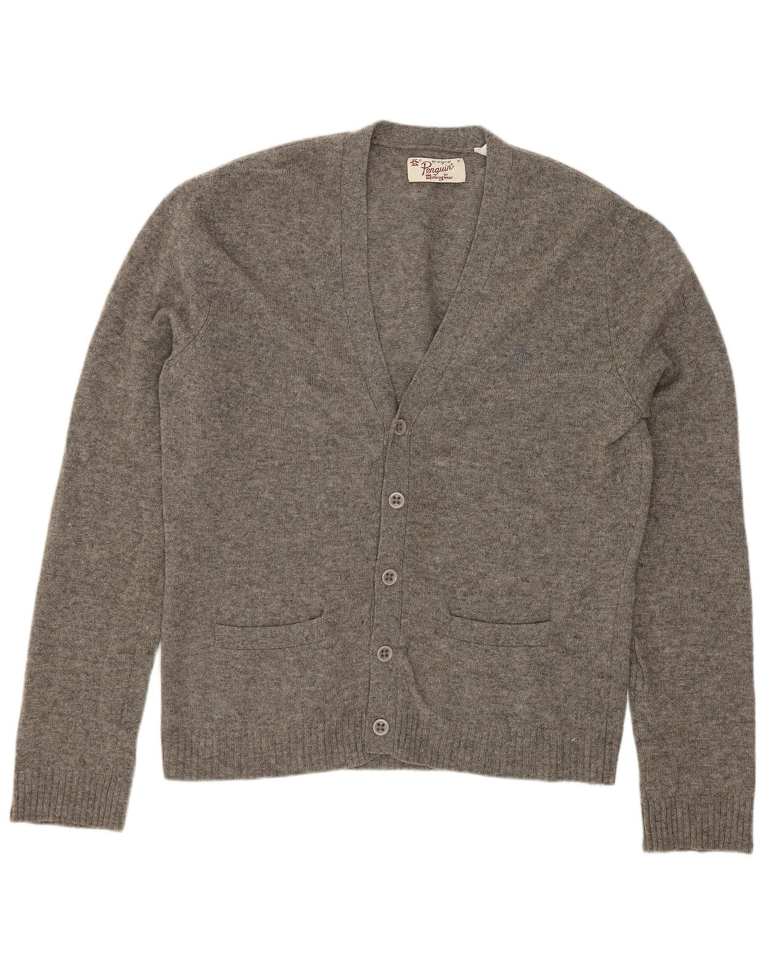 Cárdigan Penguin para hombre de lana de cordero gris medio