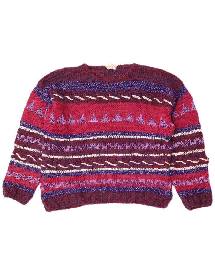 Vintage mujer cuello redondo jersey suéter IT 44/46 medio multicolor