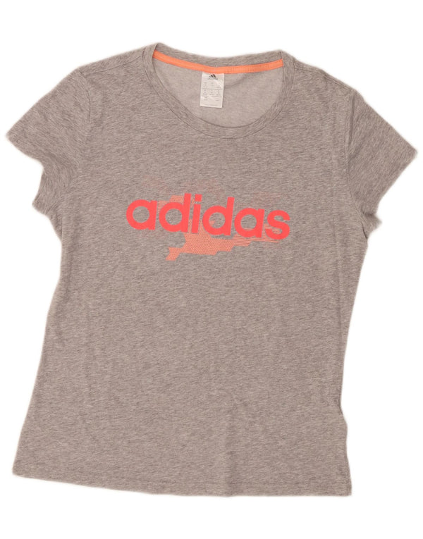 Adidas Camiseta gráfica para mujer Top UK 12/14 Algodón moteado gris medio