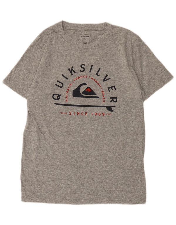 Quiksilver Camiseta con gráfico de ajuste regular para hombre Top pequeño de algodón gris