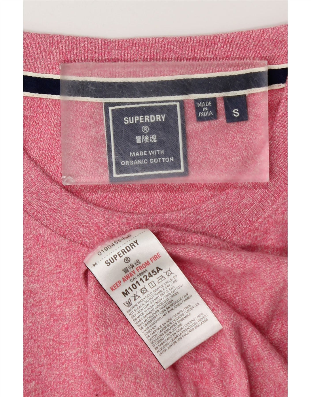 SUPERDRY Hombre Camiseta Top Small Rosa Algodón