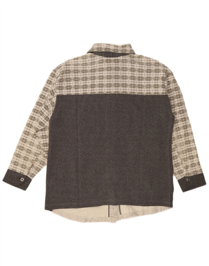 Camisa de franela gráfica vintage para hombre Algodón a cuadros gris medio