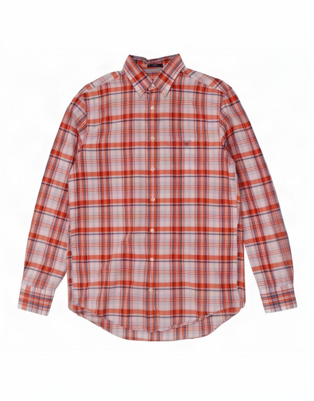 Gant Camisa de corte regular para hombre, talla 41/42 16 1/2 grande, algodón a cuadros rojos