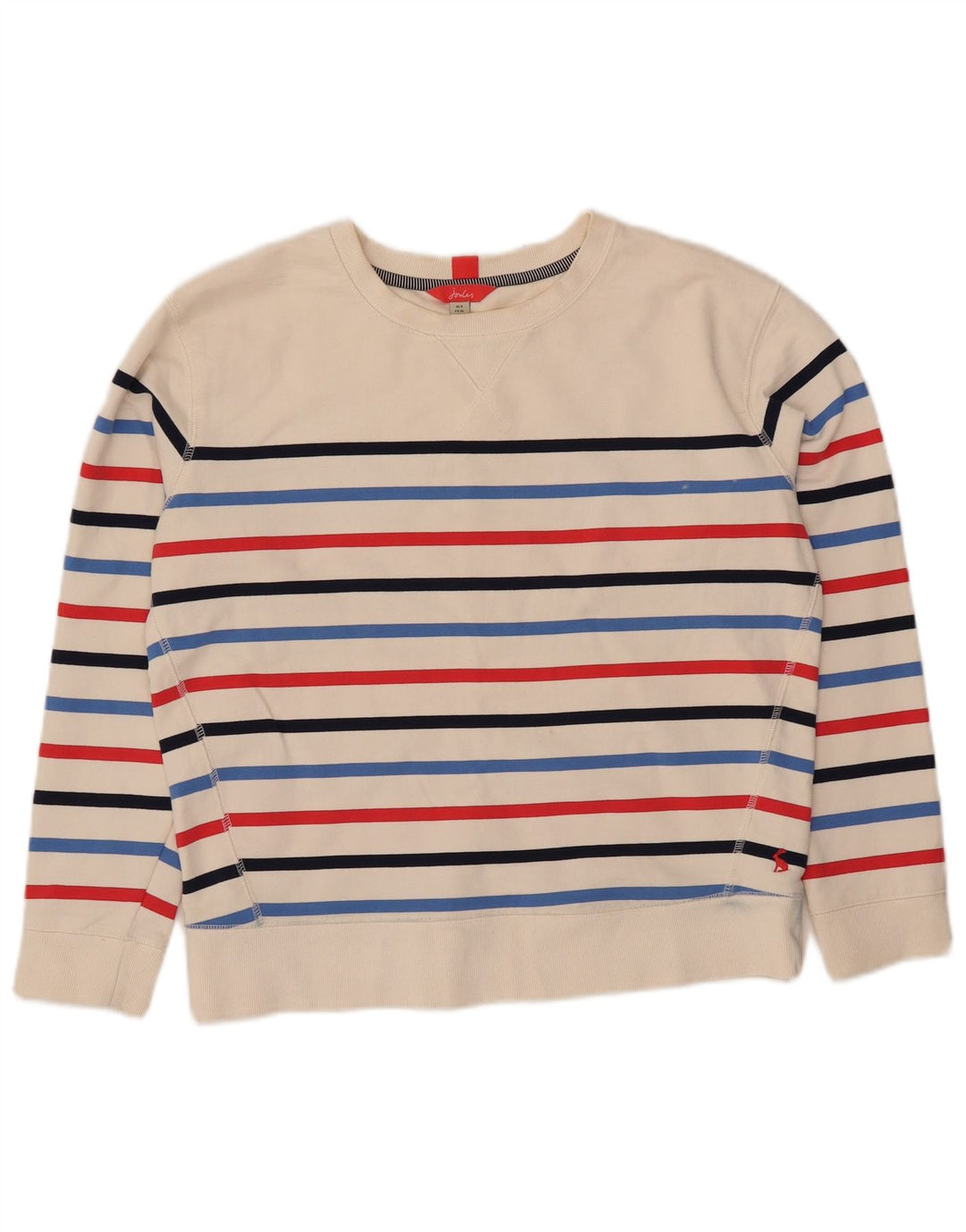Joules Sudadera extragrande para mujer, talla 8, algodón a rayas blancas pequeñas