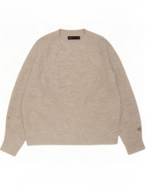 Marks & Spencer suéter con cuello barco para mujer UK 10 Small Grey Moteado