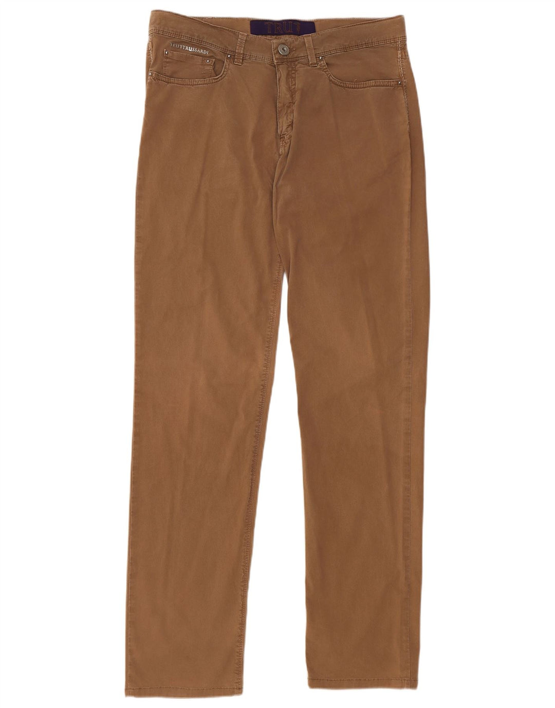 TRUSSARDI Pantalones rectos informales para hombre W34 L32 Algodón marrón