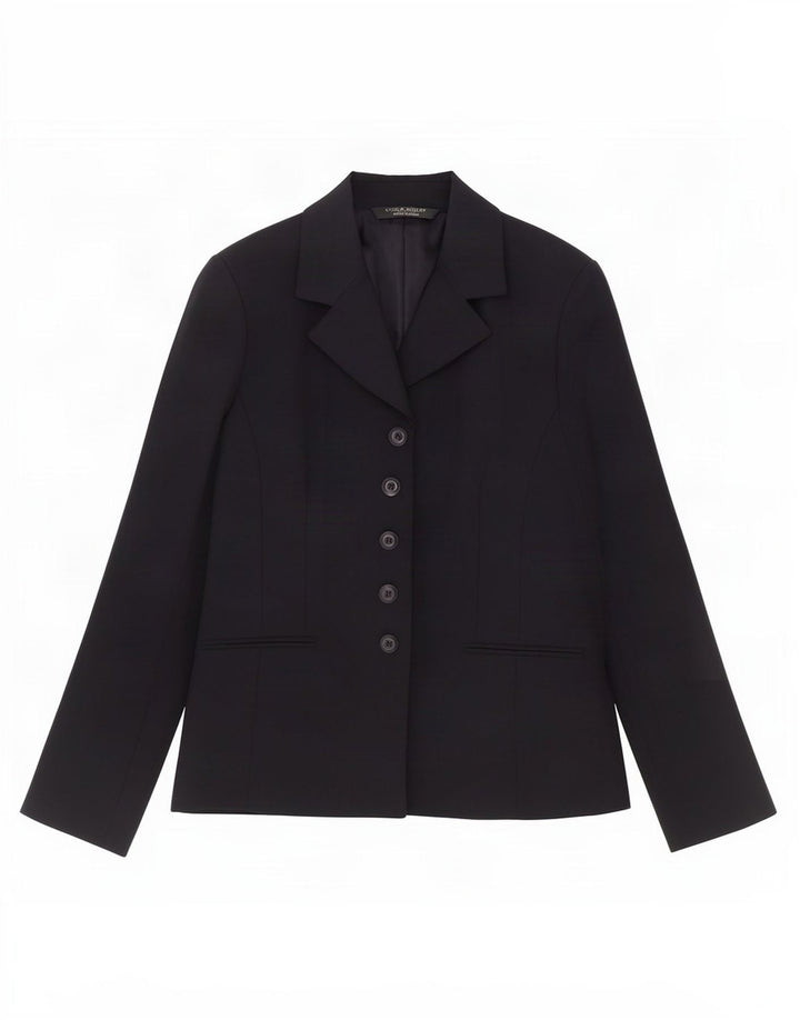 Laura Ashley Chaqueta Blazer de 5 Botones para Mujer UK 12 Mediana Lana Azul Marino