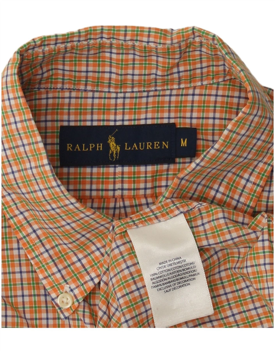 Ralph Lauren Camisa De Manga Corta Para Hombre Algodón A Cuadros Naranja Medio