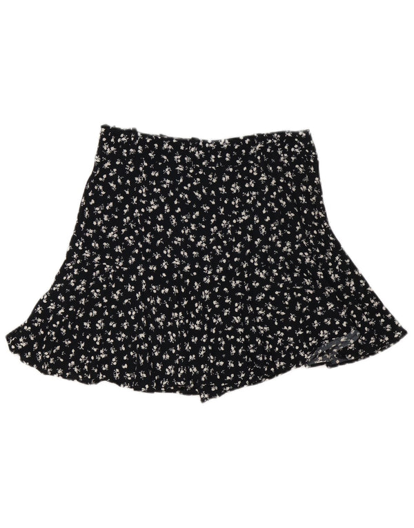Zara Mujer Minifalda Mediana W28 Viscosa Floral Negra