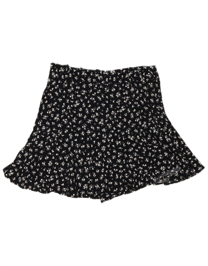 Zara Mujer Minifalda Mediana W28 Viscosa Floral Negra