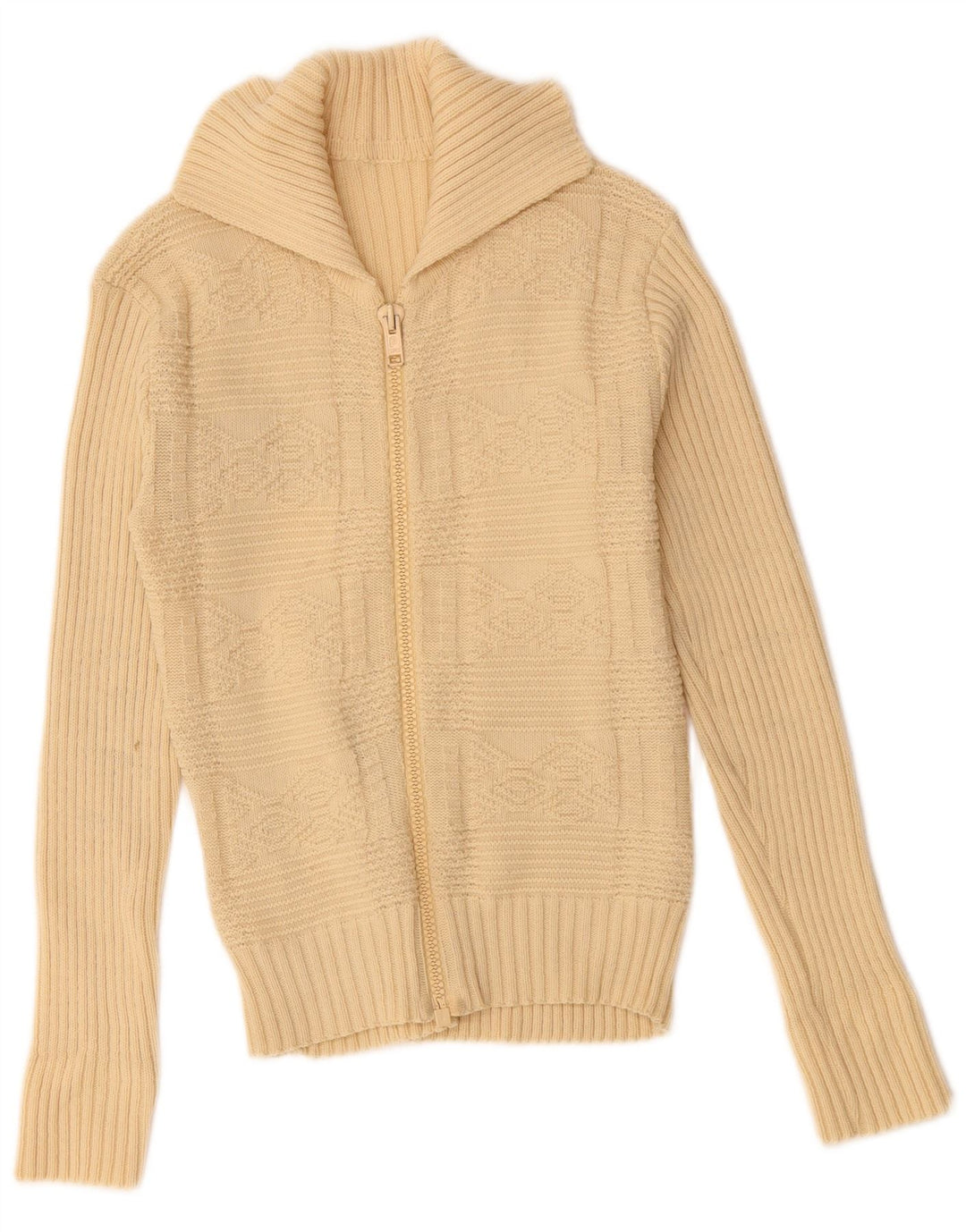 VINTAGE Mujer Cardigan Suéter Reino Unido 10 Pequeño Beige