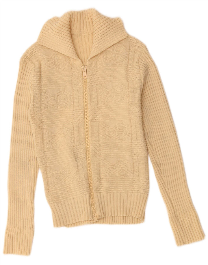 VINTAGE Mujer Cardigan Suéter Reino Unido 10 Pequeño Beige