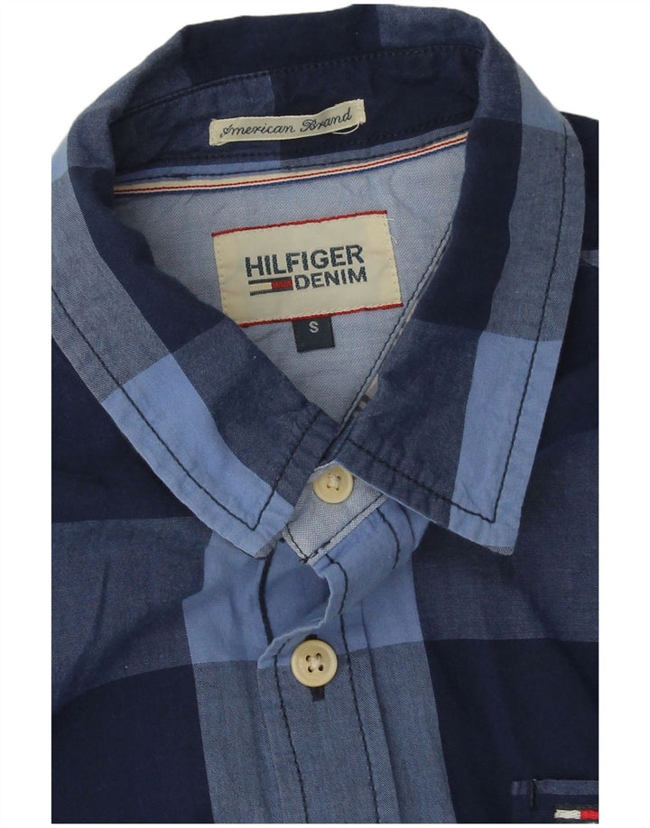 Camisa Tommy Hilfiger Hombre Small Azul Marino Cuadros Algodón