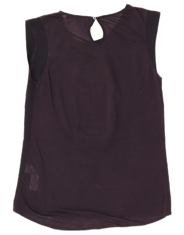 French Connection Blusa para mujer Top UK 10 Small Poliéster azul marino