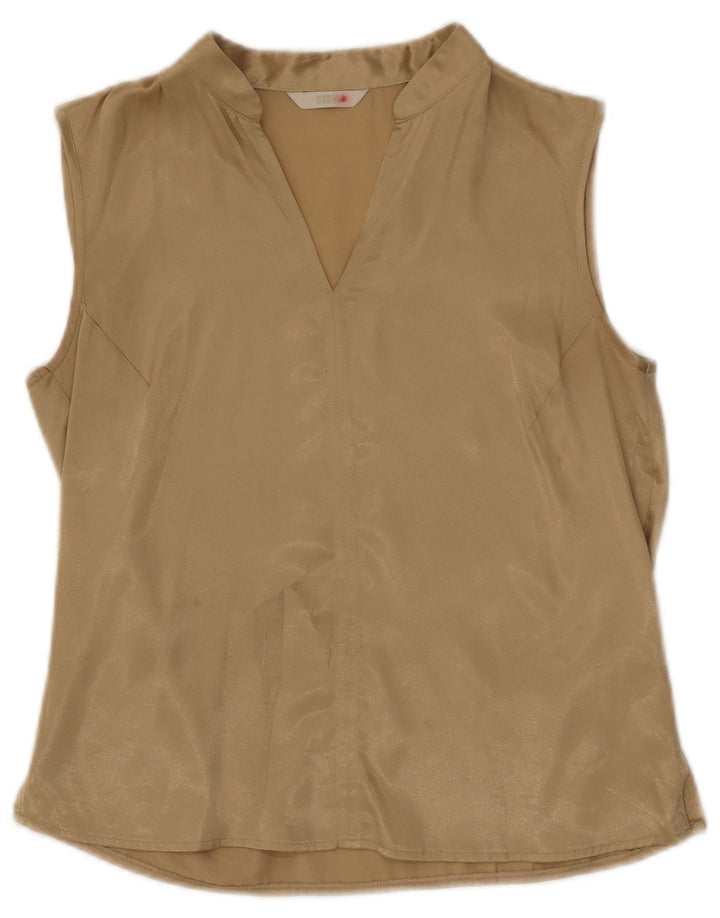 Marks & Spencer Blusa sin mangas para mujer UK 10 Small Gold Poliéster