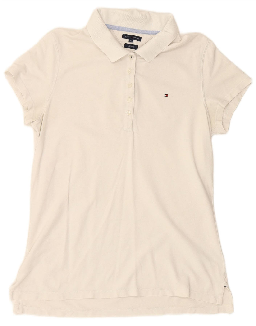 TOMMY HILFIGER Polo ajustado para mujer UK 40 XL Algodón blanco