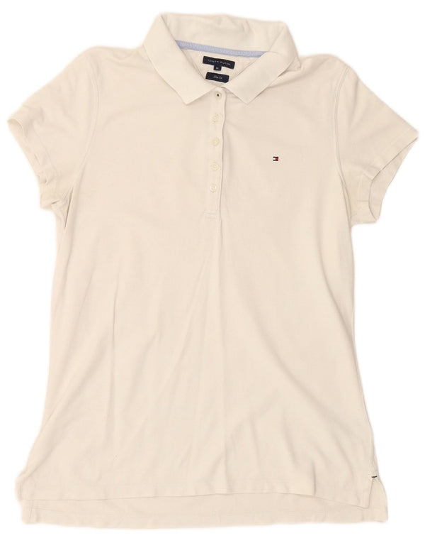 TOMMY HILFIGER Polo ajustado para mujer UK 40 XL Algodón blanco