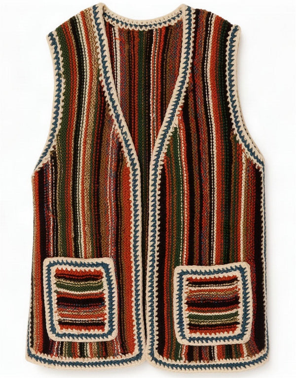 Vintage mujer Cardigan suéter Reino Unido 12 medio multicolor rayas